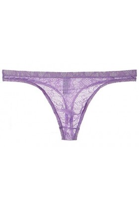 Yomie Culotte Ultra-Fine pour Hommes en Dentelle Transparente Douce Sexy String,XL,violet