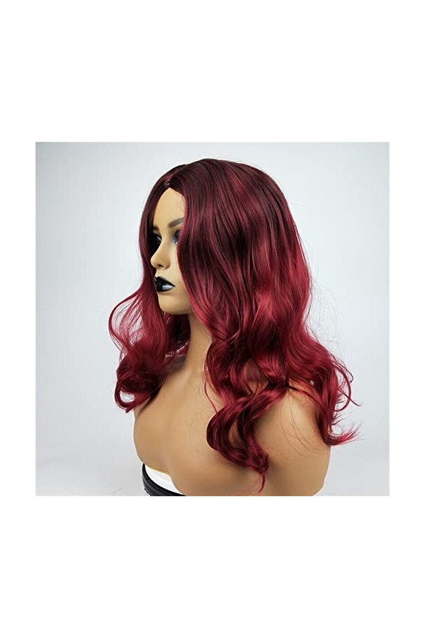 DUNEL Wig For Women Shoulder Length Body Wave Wigs for Women Ombre Wine Red Middle Part Hairline Costume Cosplay Wig Perfect 