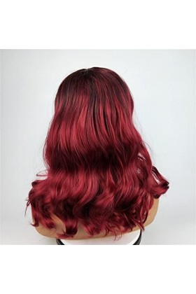 DUNEL Wig For Women Shoulder Length Body Wave Wigs for Women Ombre Wine Red Middle Part Hairline Costume Cosplay Wig Perfect 
