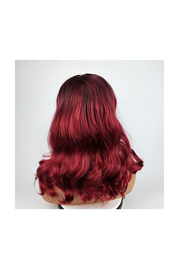 DUNEL Wig For Women Shoulder Length Body Wave Wigs for Women Ombre Wine Red Middle Part Hairline Costume Cosplay Wig Perfect 