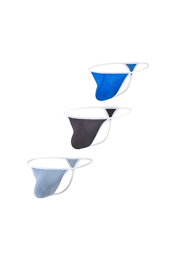 BIATWOWR String sexy pour homme - String taille basse - Dos en T, 3*Multi 02, M