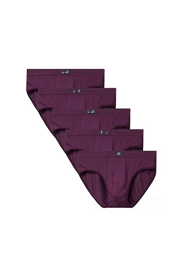 XKUN Slip Homme 5 Packs 5XL Sexy Solid Confort Modal Signal sous-Vêtements-3 Black 2 W Red,5XL