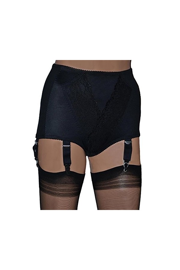 Swanky Pins Porte-jarretelles à soufflet ouvert avec 6 jarretelles Noir, Noir , XXX-Large