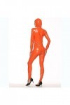 YARUMD JustaucorpsCuir Lingerie Clubwear Costume,avec Catsuit Fermeture Éclair Femmes Combinaison Body,Orange,4XL