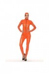 JustaucorpsCuir Lingerie Clubwear Costume,Avec Catsuit Fermeture Éclair Femmes Combinaison Body,Orange,XL