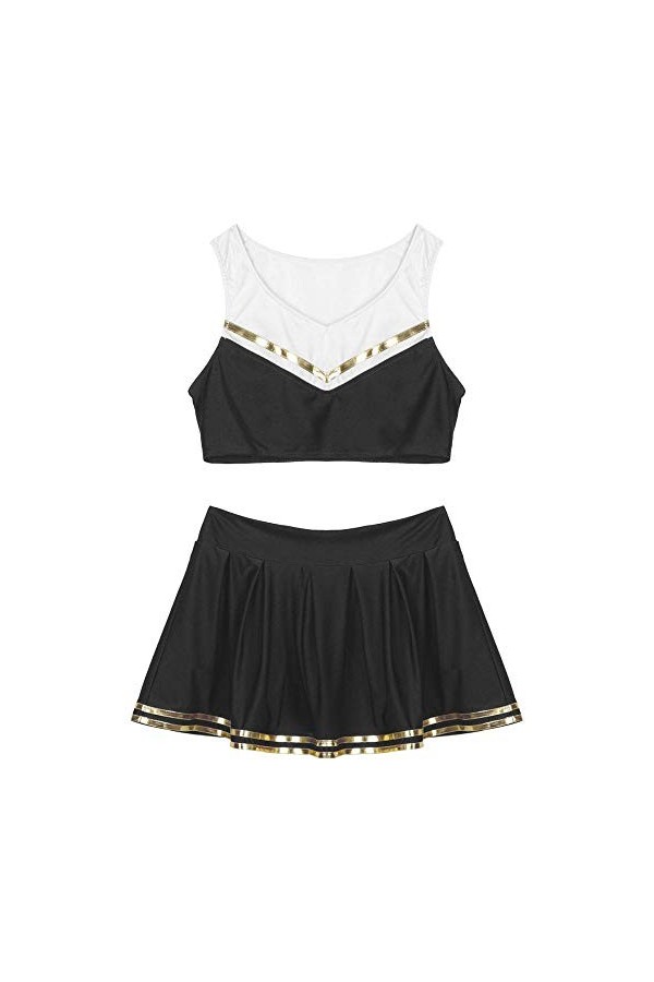 Lingerie Sexy Femme Ouverture Femmes Pom-Pom Girl Uniforme Costumes sans Manches Gilet Sexy Jupe Pom-Pom Girl Tenue Scène Cos