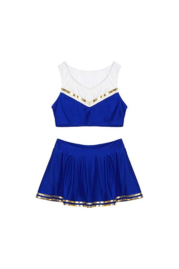 Lingerie Sexy Femme Ouverture Femmes Pom-Pom Girl Uniforme Costumes sans Manches Gilet Sexy Jupe Pom-Pom Girl Tenue Scène Cos