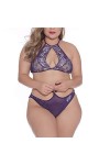 Ensemble Pyjama Femmelingerie sous-Vêtements pour Femmes À La Mode De Grande Taille À Trois Points en Dentelle T-Hong Sexy Li