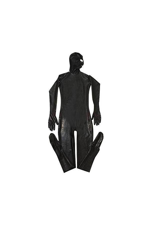 GGTBOUTIQUE Top Totty Costume de chat en PVC esquissé plein corps Homme Noir Fente pour la bouche et les yeux - Noir - M