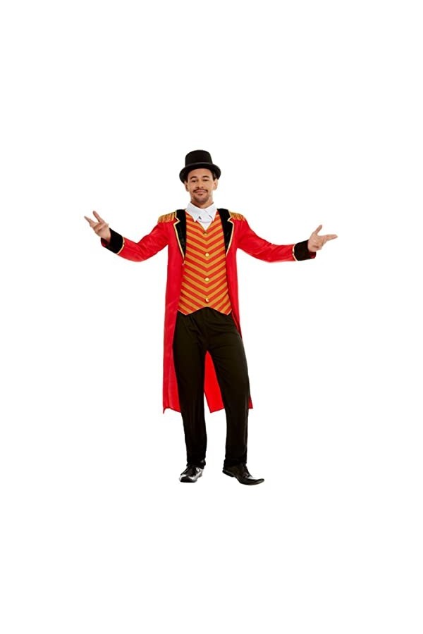 Deluxe Ringmaster Costume, Red, with Jacket, Mock Shirt & Trousers, XL 