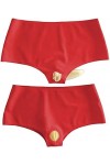 IDOBLO Culotte Latex Rubber Rouge avec Gaine Transparente,Rouge,XL