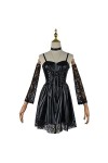 AAHARYA Anime Death Note Cosplay Costume Amane Misa Femmes Noir Imitation Cuir Sexy Gothique Uniforme Collier Halloween Robe 