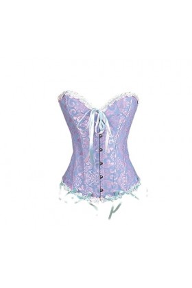 Rfmfkkg Corset sexy en coton à lacets avec nœud et bustiers taille sexy pour femmes, Bleu Rose, XXL