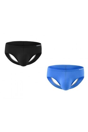 BIATWOWR Sous-vêtement sexy pour homme - Avec poches - Taille M L XL 2XL 3XL, Lot de 2 : gris + orange, XL