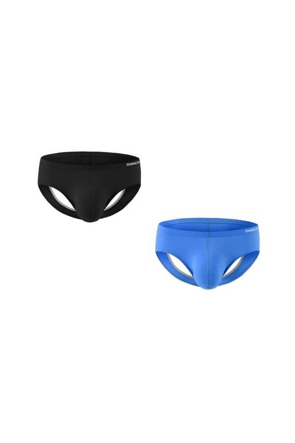 BIATWOWR Sous-vêtement sexy pour homme - Avec poches - Taille M L XL 2XL 3XL, Lot de 2 : gris + orange, XL