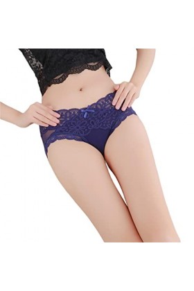 Yannaky Culottes Femmes 3 Packs Lady Soft Sexy Sexe Lace Briefs Transparents-Sapphire Blue,L