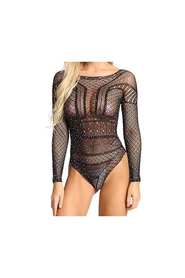 MERNEL Vêtements sexuels sous-vêtement Sexy Une pièce Sexy évidé Costume en Maille Une pièce Femmes