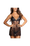 Axami Set De Lingerie Nuisette + String Ensemble Séduisant V-9789, Noir,L