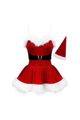 KSDFIUHAG Ensembles De Lingerie Sexualité Déguisements De Noël pour Femmes Adultes Tenue De Fête avec Ceinture À Bandoulière 