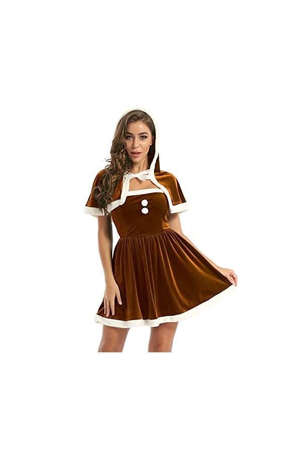 KSDFIUHAG Nuisettes Sexy Femme Costume De Noël À Capuche pour Femmes Adultes&nbsp;&nbsp;&nbsp;Tenues De&nbsp;Soirée&nbsp;Collection D&nbsp;Hiver&nbsp;-Brown_M