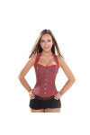 TTCI-RR Bustiers et Corsets Overbust Plaid Rouge Femmes Sexy Bretelles Corset Serre-Taille Outwear Halter Bustier G-String Ta