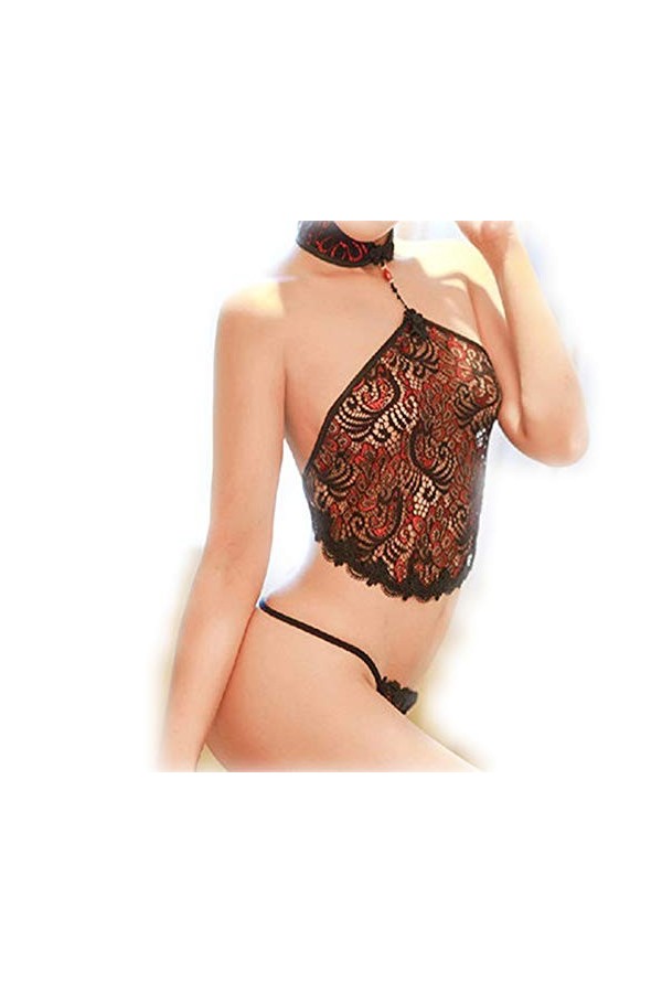 DUTUI Vêtements de nuit sexy pour femme - Été classique - Beauté - Tablier transparent - Dentelle sexy - Montrez la passion -