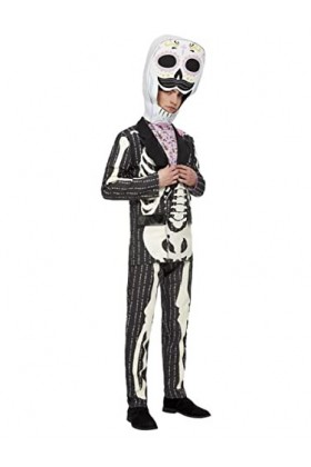 Deluxe DOTD Senor Costume, Pink, Jacket, Top, Trousers & Headpiece, M 