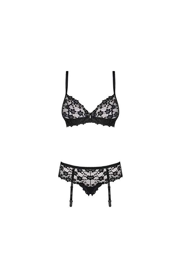 Obsessive Letica Set Dos Piezas S/M Ensembles de Lingerie pour Femmes, Negro Negro 
