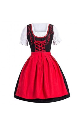 Costume de soubrette à col carré à manches courtes bouffantes - Robe de soubrette - Tablier grande taille - Oktoberfest bière