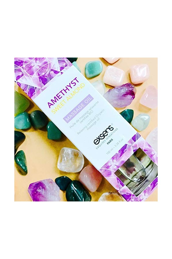 AMETHYST SWEET ALMOND - HUILE DE MASSAGE RELAXANTE CERTIFIÉE BIO AVEC PIERRES SEMI-PRECIEUSES 100 mL