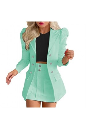 Dames Automne Hiver Mode Costume Sexy Ensemble Jupe Costume Deux pièces Pied de Poule Déguisement Sexy Grande Taille