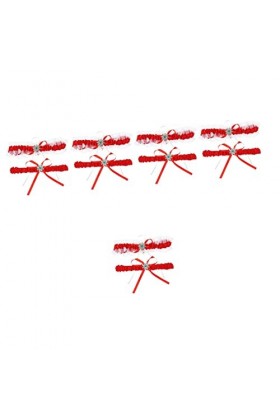 HONMEET 5 Ensembles Jarretière en Dentelle De Mariée Chaîne De Jambe De Mariée Mariage Jarretière Cuisse Harnais De Jambe Éla