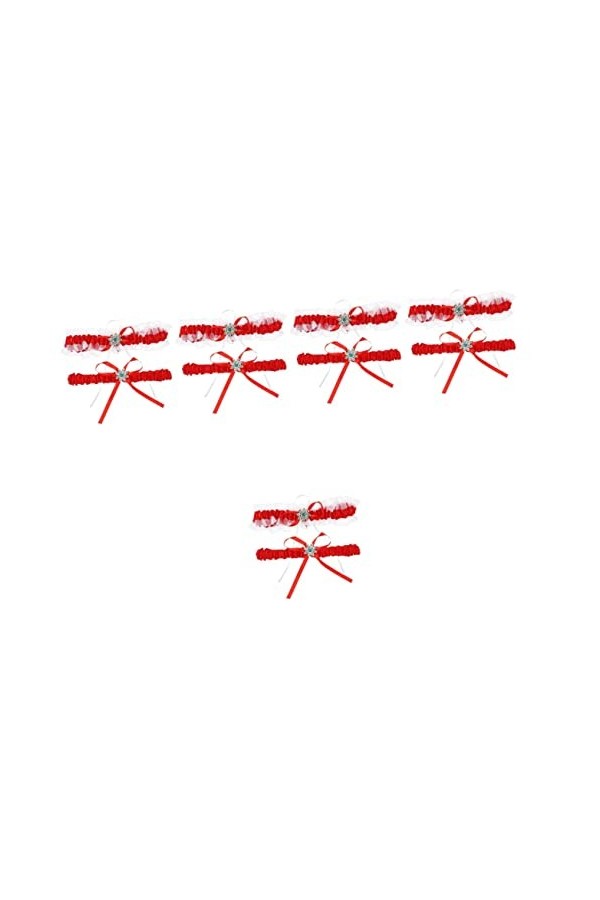 HONMEET 5 Ensembles Jarretière en Dentelle De Mariée Chaîne De Jambe De Mariée Mariage Jarretière Cuisse Harnais De Jambe Éla