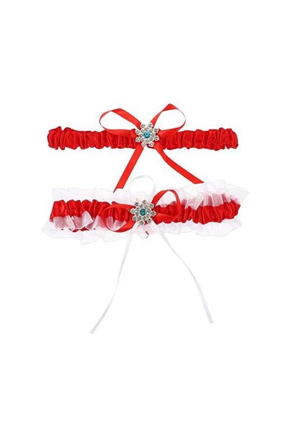 HONMEET 5 Ensembles Jarretière en Dentelle De Mariée Chaîne De Jambe De Mariée Mariage Jarretière Cuisse Harnais De Jambe Éla