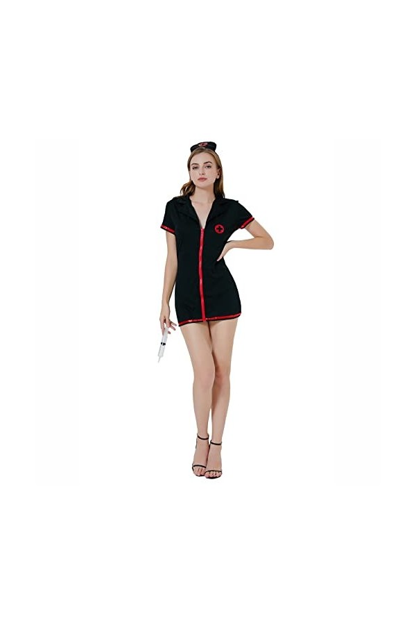 SHENGANG Mini robe, déguisement dinfirmière sexy pour femmes, costume dHalloween adulte sexy, jeu de rôle de médecins et d
