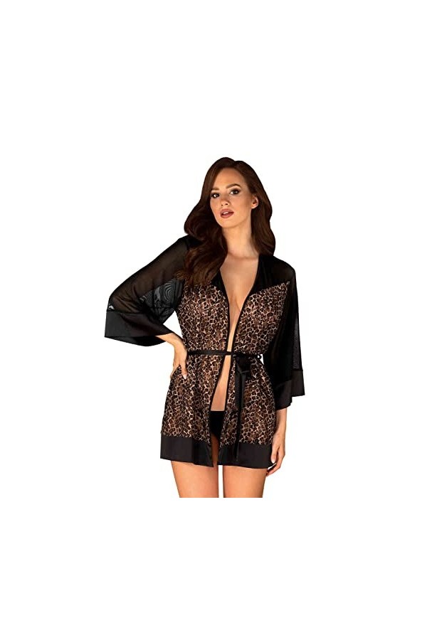 Obsessive Kimono Peignoir, Noir, S/M Femme
