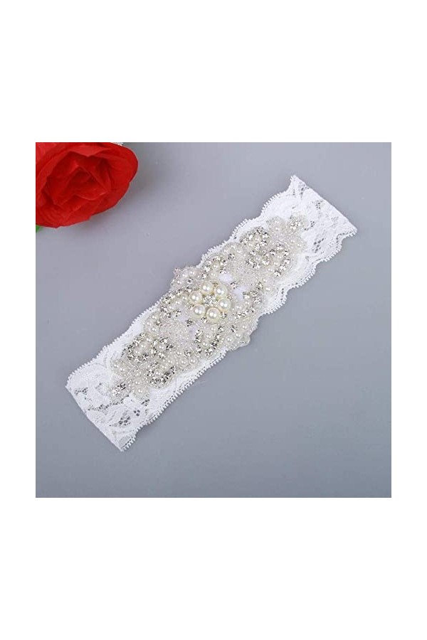 NC Jarretière de Dentelle de Ruban de Satin, Accessoires de Mariage de mariée Ceinture de jarretière de Boucle de Jambe de De