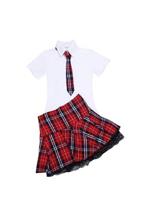 Rtyoo sous-vêtements Courbes sexyChemise Uniforme de Lingerie pour Femmes avec Mini Jupe Cravate Costume de Cosplay de Sexe F