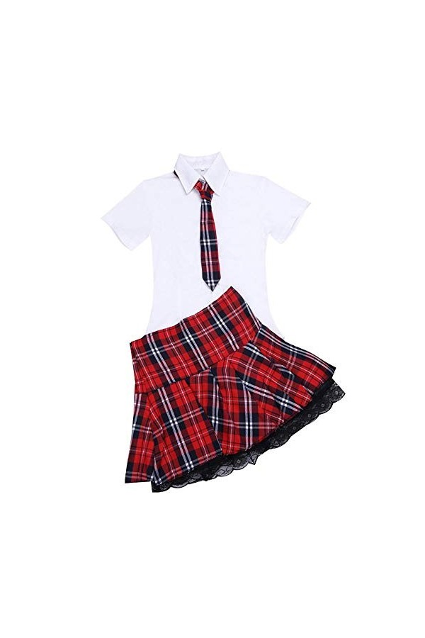 Rtyoo sous-vêtements Courbes sexyChemise Uniforme de Lingerie pour Femmes avec Mini Jupe Cravate Costume de Cosplay de Sexe F