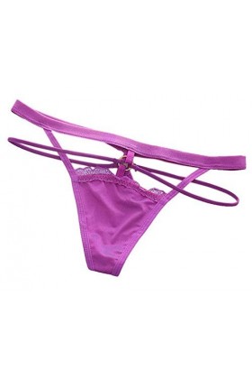 YiyiLai Femme sous-vêtement Lingerie Invsible G-String Tong Culotte Transparent Sexy Dentelle Uni Violet
