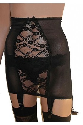 Swanky Pins Porte-jarretelles style rétro avec 6 bretelles - Taille haute - Avec 6 bretelles, Noir , 3XL