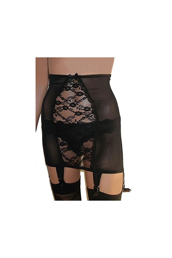 Swanky Pins Porte-jarretelles style rétro avec 6 bretelles - Taille haute - Avec 6 bretelles, Noir , 3XL