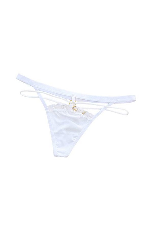 YiyiLai Femme sous-vêtement Lingerie Invsible G-String Tong Culotte Transparent Sexy Dentelle Uni Violet