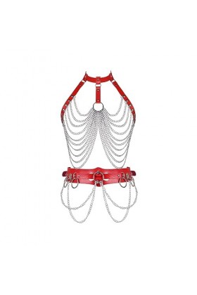 Femmes Body Strap Cuir Soutien - Gorge Creux Cupless Garter Costume Punk Gothique Halloween Party Costume de Carnaval Ciel B