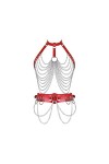 Femmes Body Strap Cuir Soutien - Gorge Creux Cupless Garter Costume Punk Gothique Halloween Party Costume de Carnaval Ciel B