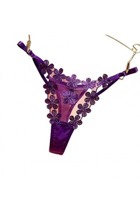 COTCLO Lot de 10 strings pour femme avec boucle en métal et maille - Culotte transparente - Violet - Taille unique - 40-75 kg