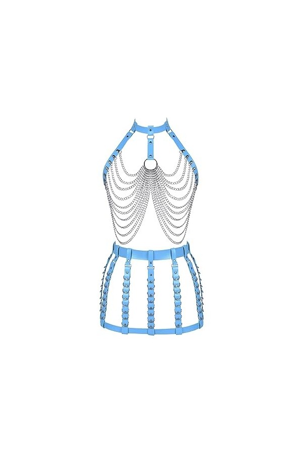 Femmes Body Strap Cuir Soutien - Gorge Creux Cupless Mode Garter Costume Punk Gothique Halloween Party Club Carnaval Costume 