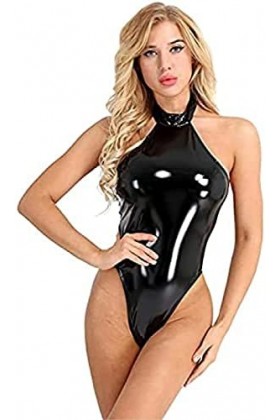 Femmes Sexy Lingerie En Cuir Verni Body Teddy Dance Uniform Clubwear,Noir,3X-Grand