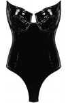 Femmes Sexy Wetlook Lingerie Faux Cuir Justaucorps Body,Noir,XX-Grand