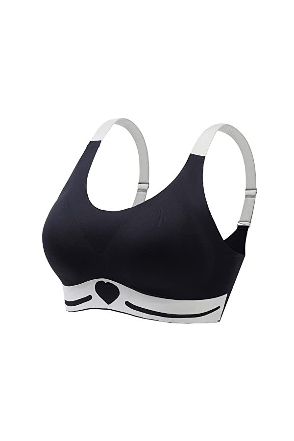 Necalisi Soutien Gorge Grande Taille Noir+Vert Femme Soutien-Gorge correcteur de Posture Avant sans Fil Bra Minimiseur Confor